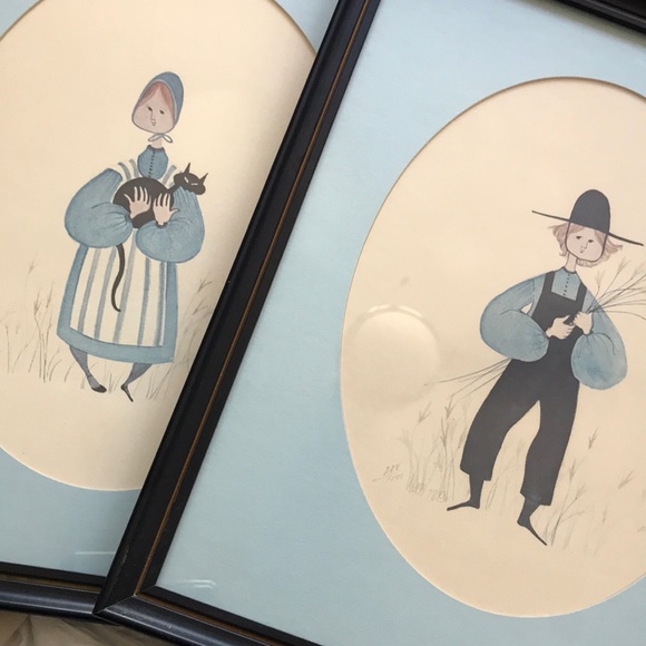 Set of Vintage Bohemian Couple Drawings Artwork - Picture 14 of 16